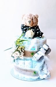 Gender Neutral Diaper Cake for a baby arrival, Baby shower, or any baby occasion